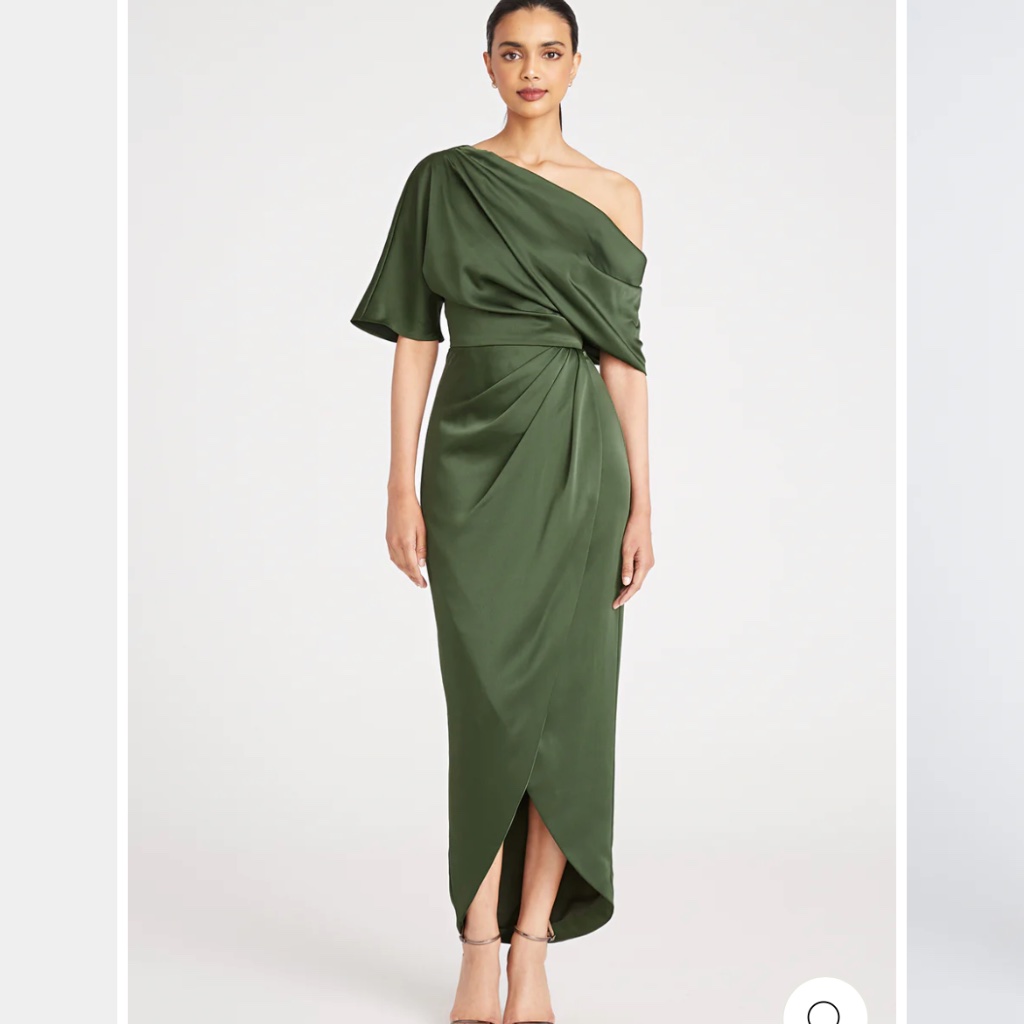 Theia Rayna Draped One Shoulder Dress